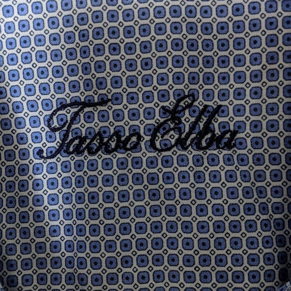 Tasso Elba Blue Geometric Pattern Button Up Shirt - Picture 6 of 9
